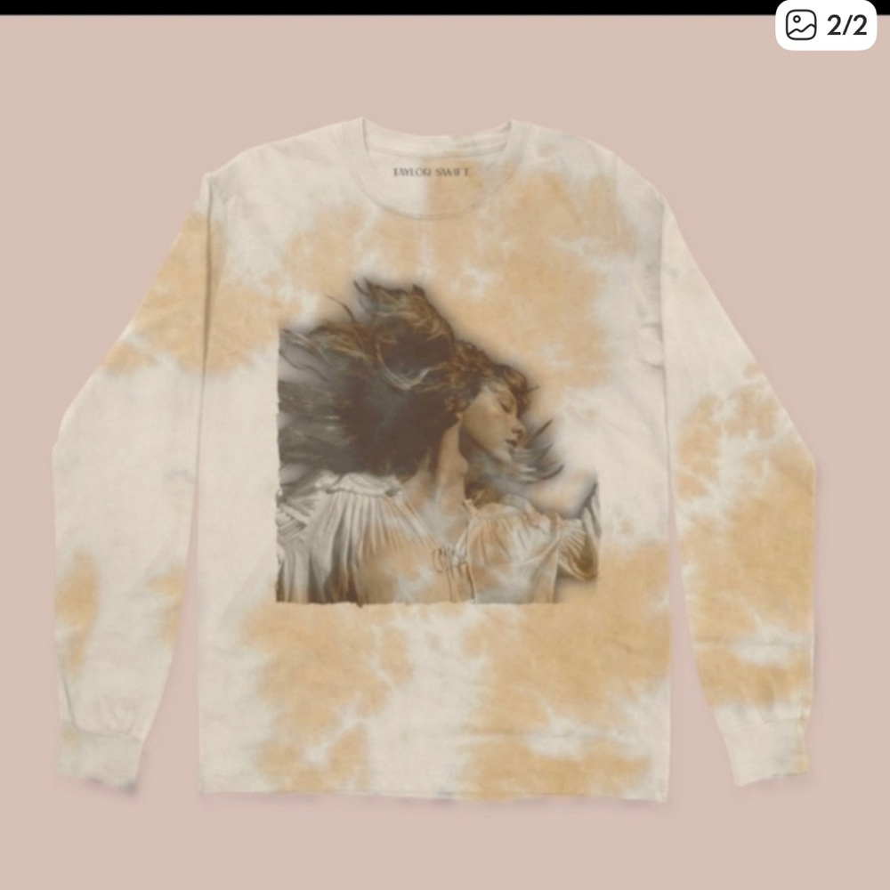 New Taylor Swift Fearless Beige Tie-Dye Graphic Tee